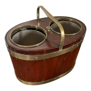 Antique 18th Century George III Brass Bound Mahogany Wine Bottle Caddy Cellarette Ice Cooler Circa 1790