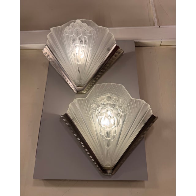Art Deco Wall Sconces in Nickel-Plated Bronze from Petitot, 1930, Set of 2 For Sale - Image 10 of 18