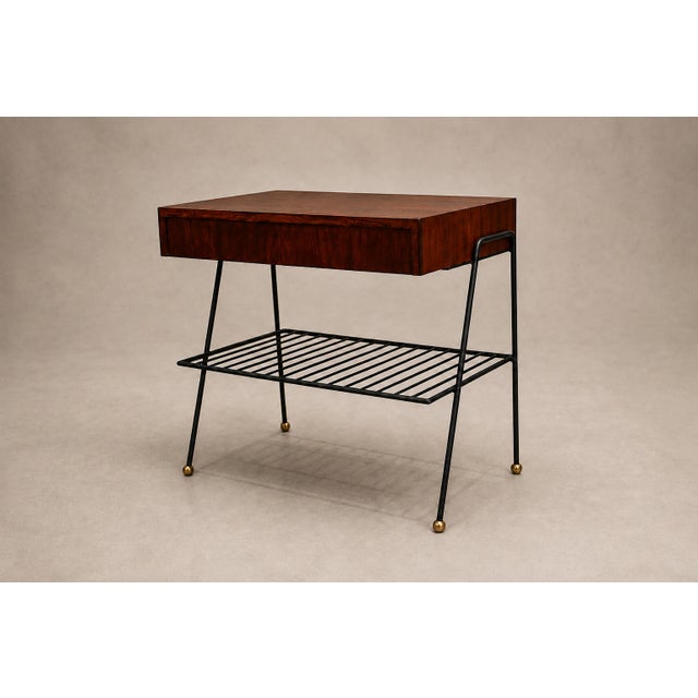 Attributed to Carlo Hauner Rosewood, Glass and Steel Side Table, Brazilian Modern, 1950s For Sale - Image 15 of 18