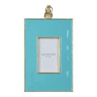 Wildwood Aqua Enamel Wall Frame, Large For Sale