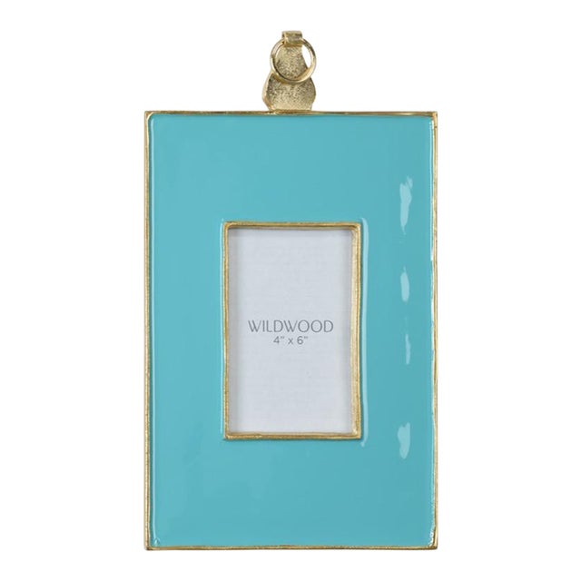 Wildwood Aqua Enamel Wall Frame, Large For Sale