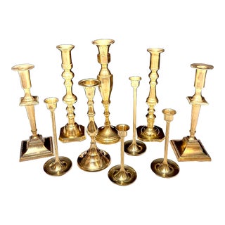 Vintage Brass Candlesticks - Set of 10 For Sale