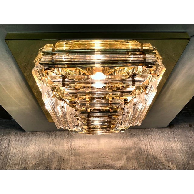 Gold Plafonnier Ceiling Lamp with Triedri Glass Rods, 1970s For Sale - Image 8 of 14