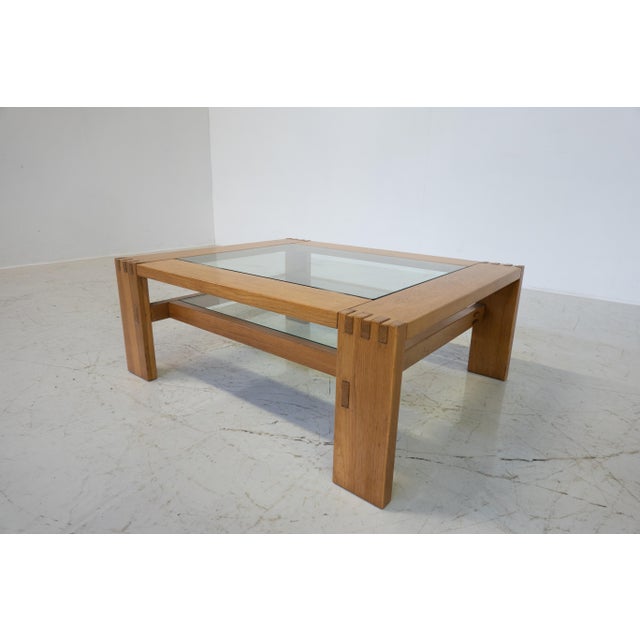 Wood Mid-Century Modern Coffee Table in Wood and Glass attributed to Guiseppe Rivadossi, Italy, 1970s For Sale - Image 7 of 8