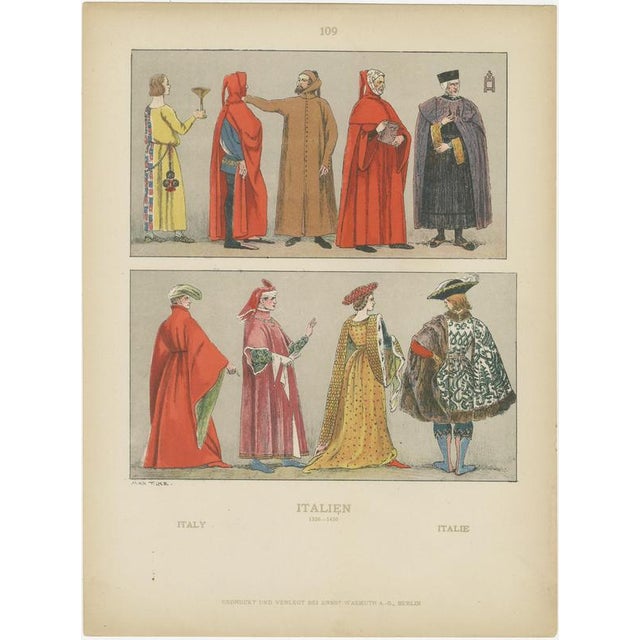 After Max Tilke, Italian Costumes, 1880, Prints, Set of 8 For Sale - Image 5 of 10