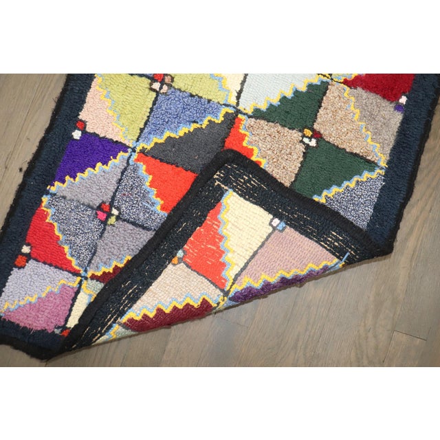 mid 20th century Amrican hooked rug with a diamong grid motif