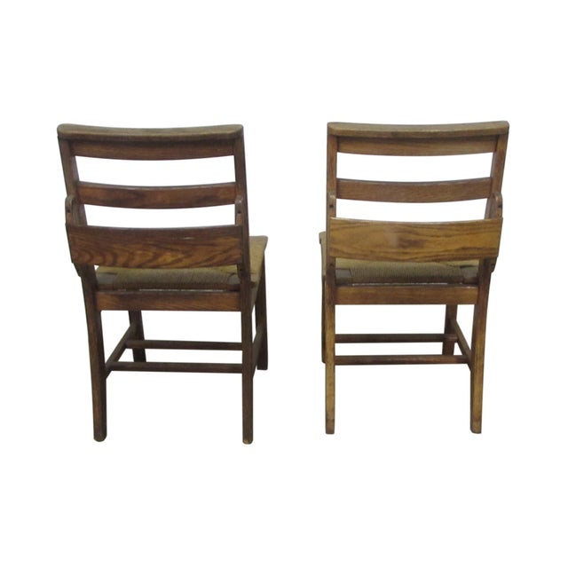 Pair of Mid 20th Century School Chairs With Woven Seats For Sale - Image 6 of 7