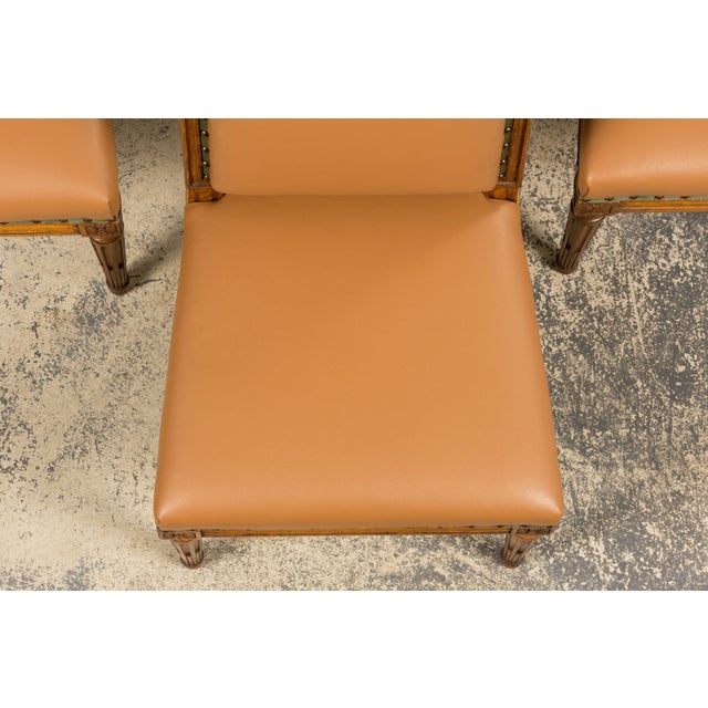 Late 19th Century French Louis XVI Style Dining Chairs in Tan Leather, Set of 6 For Sale In New York - Image 6 of 18