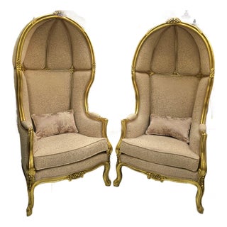 Balloon Chair French Style Dark Beige Set For Sale