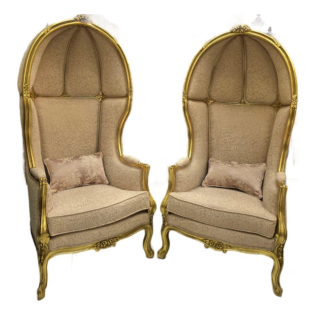 Balloon Chair French Style Dark Beige Set For Sale