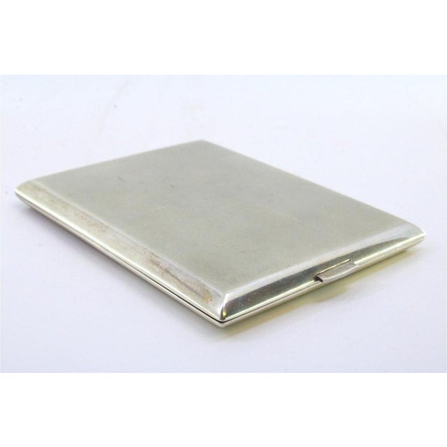 Matte Silver Cigarette Case with Smooth Strips and Gold Interior For Sale - Image 6 of 7
