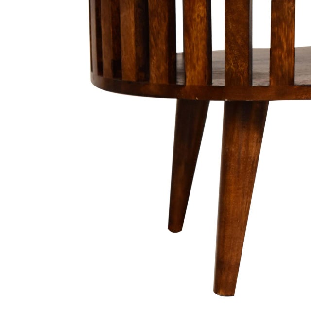 Wood Chestnut-Finish Mango Wood Japanese-Inspired Coffee Table For Sale - Image 7 of 8