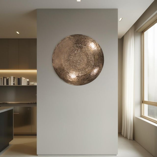 Deep Bronze Aluminum Tray & Wall Art with Chisel Texture - Large For Sale In Chicago - Image 6 of 9