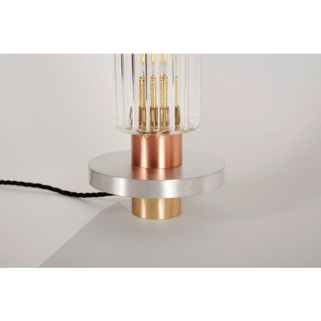 Contemporary Liban Table Lamp in Brass with Aluminum and Fluted Glass by Marine Breynaert For Sale - Image 3 of 7