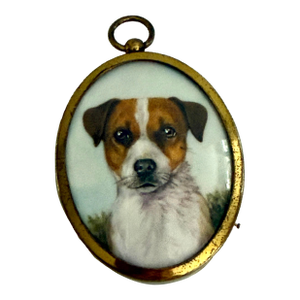 Antique Portrait Miniature of a Jack Russell Terrier
