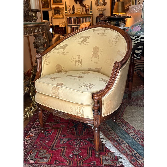 French Louis XVI Style Bergere Armchair. For Sale - Image 11 of 16