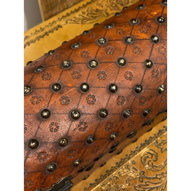 Mid 20th Century Vintage Studded Leather Dome-Top Chest For Sale In Dallas - Image 6 of 8