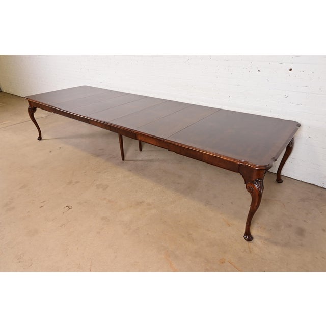 Saybolt Cleland Georgian Burled Walnut Monumental Extension Dining Table, Newly Refinished For Sale - Image 12 of 12