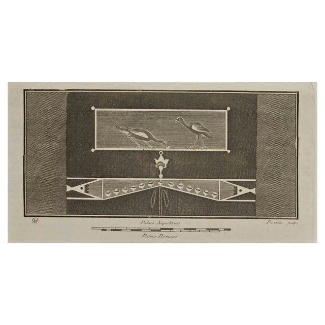 Nicola Fiorillo, Still Life Fresco with Birds, Etching, 18th Century For Sale