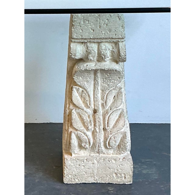 Vintage Carved Coquina Stone Pedestal Dining Table For Sale - Image 11 of 12