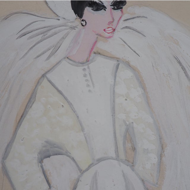 Serge PONS Wedding dress Original ink and watercolor Signed and dated by the artist in ink On paper 41 x 27 cm Excellent...