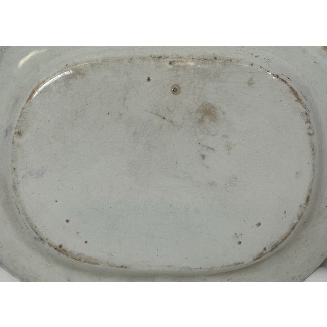 Antique 19th Century Light Blue Asiatic Pheasants Transfer-Ware Serving Platter From England - Circa 1880 For Sale - Image 9 of 12