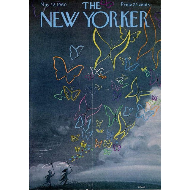Original vintage New Yorker magazine cover from May 28, 1960 featuring a Butterflies theme. Cover illustration by Robert...
