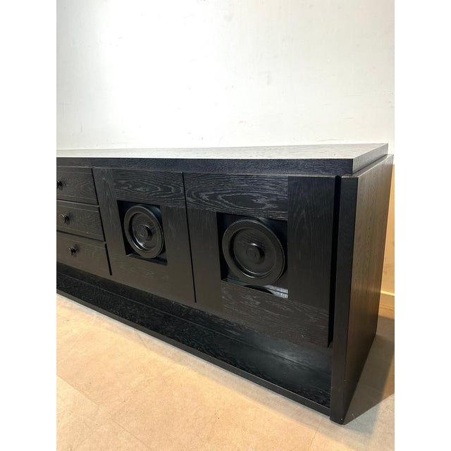 Brutalist Black Oak Credenza For Sale - Image 4 of 8