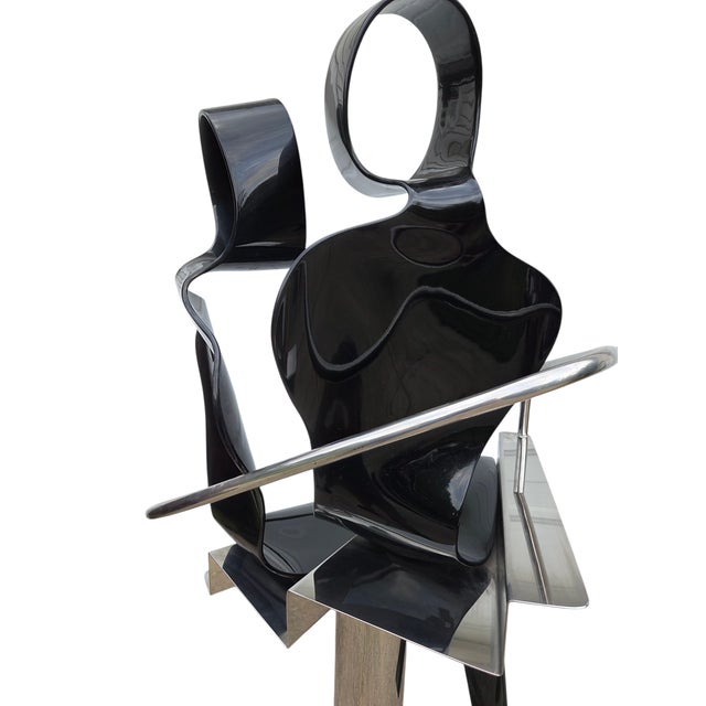 Vintage Raymond Karpuska Sculpture Modernist Figural Post-Modern Seated Lovers For Sale - Image 14 of 18