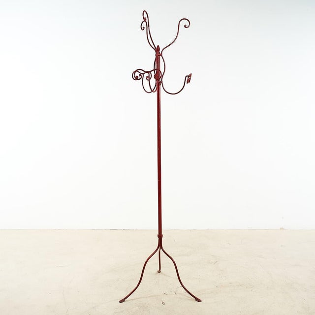 Red Wrought Iron Coat Rack For Sale - Image 4 of 4