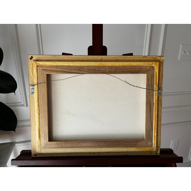 This charming signed oil painting by Australian painter Ken Knight is a picturesque scene that, although devoid of...