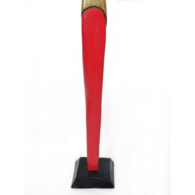 1990s Hand-Carved Balinese Dancer Wood Sculpture (22") — Red/Gold Accents For Sale - Image 9 of 14