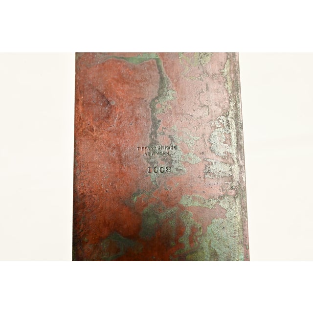 Tiffany Studios New York Grapevine Pattern Bronze and Favrile Slag Glass Letter Rack For Sale - Image 12 of 14