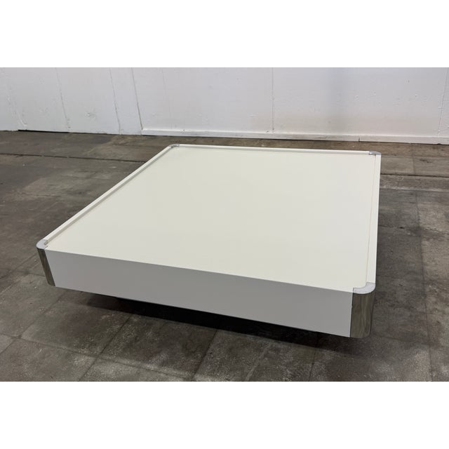 Modern White Lacquer Coffee Table Attributed to Willy Rizzo For Sale - Image 3 of 8