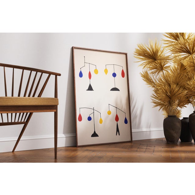 Contemporary 2026, Kinetic Painting of Mobile Version, Primary Tone Chandelier, Acrylic Paint on Watercolor Paper by Ryan Rivadeneyra For Sale - Image 3 of 8