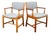 1960s Mid Century Danish Modern Armchairs Dining Chairs Teak Gray Wool Oak Captain MCM For Sale