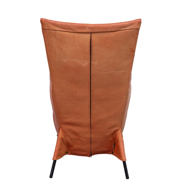 Orange Vintage Orange Leather Skirt Chair by Gerard Van Der Berg, 1980s For Sale - Image 8 of 12