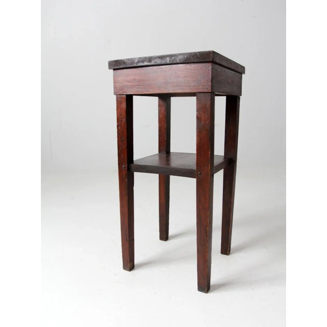 Brown Vintage Handmade Arts & Crafts Style Wood Side Table For Sale - Image 8 of 10