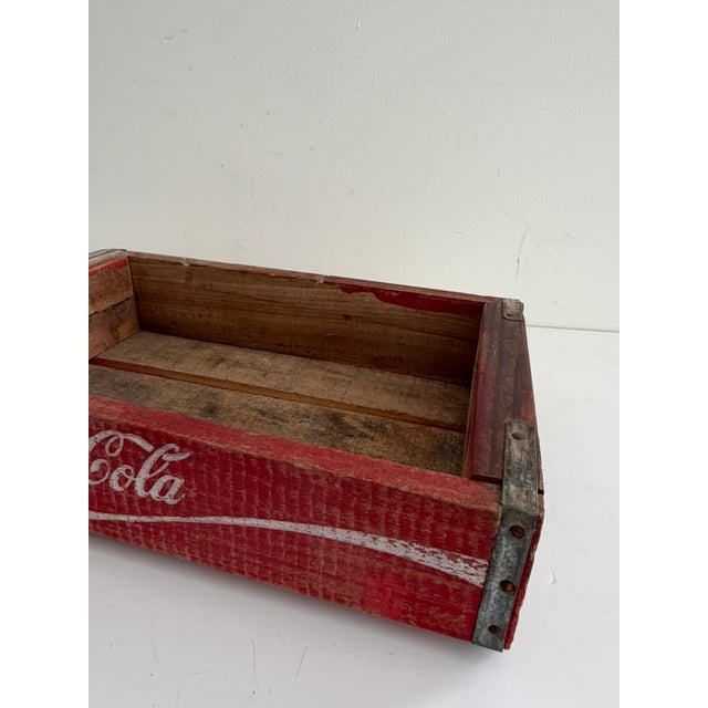 Wood Vintage Coca Cola Wooden Bottle Crate—Red Advertising Case For Sale - Image 7 of 7