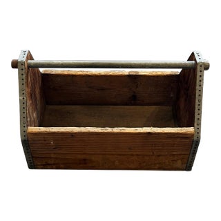 Mid 20th Century Rustic Wooden Tote For Sale