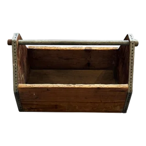 Mid 20th Century Rustic Wooden Tote