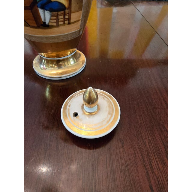 Antique Paris Porcelain Large Tea Pot Jacob Petit Style For Sale - Image 4 of 7