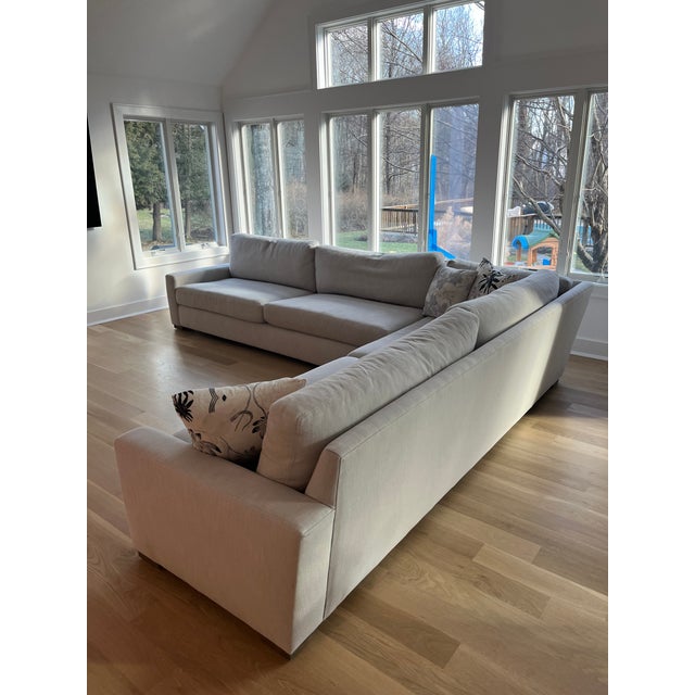 Restoration Hardware Light Grey L Shape Sectional Couch From Rh For Sale - Image 4 of 4
