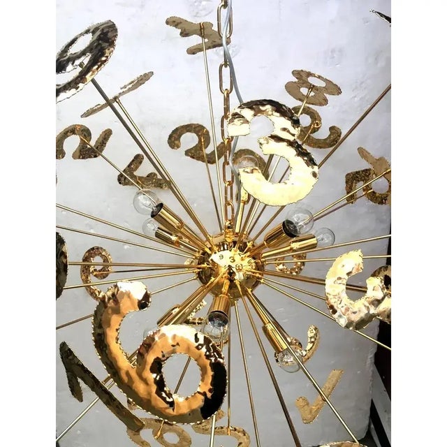 Sputnik Chandelier Featuring Handcrafted Brass Numbers For Sale - Image 6 of 8