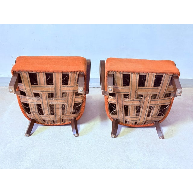 Wood Vintage Lounge Chairs by J. Halabala, 1940s, Set of 2 For Sale - Image 7 of 8