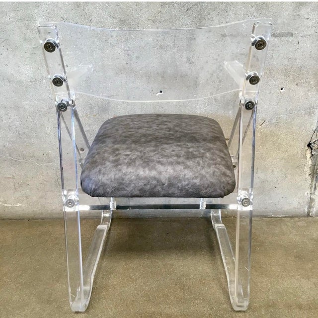 Textile Vintage Lucite Side Chair For Sale - Image 7 of 7
