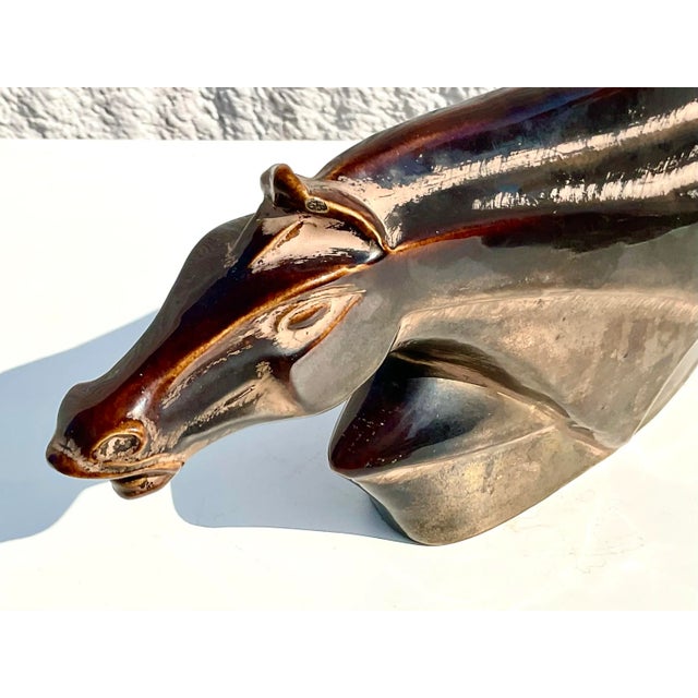 A charming vintage Mid-Century accent lamp featuring a beautifully stylized horse head profile with a cleverly concealed...