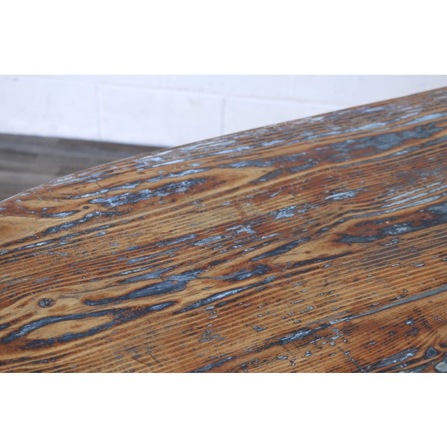 Antique 1920s French Provincial Large Oval Pine Dining Table With Distressed Painted Base For Sale - Image 14 of 18