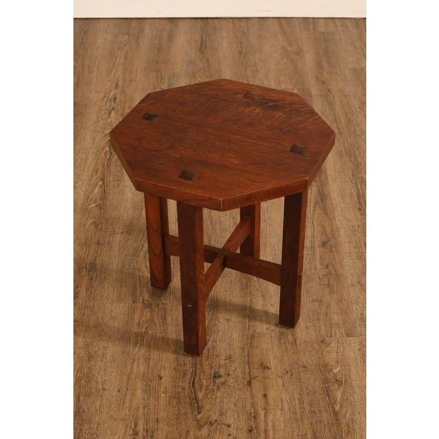High Quality American Made Solid Oak Octagonal Top Side Table, #89 Finish