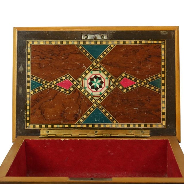 Marquetry Inlay Jewelry Trinket Box, 1970s For Sale - Image 16 of 18